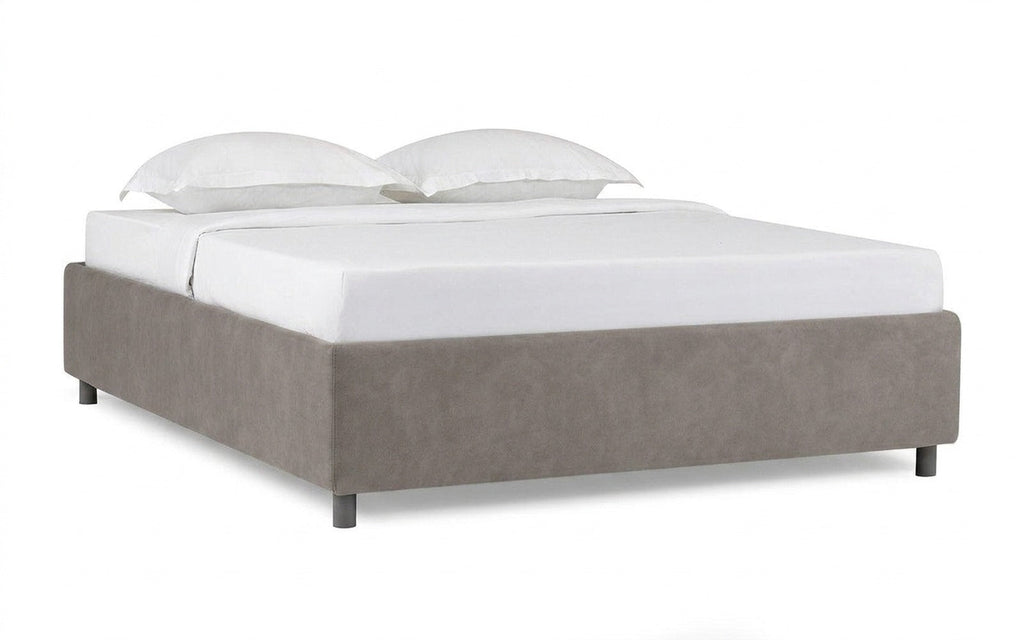 Base Dominus bed in Casanova Grey fabric, product photo on white background