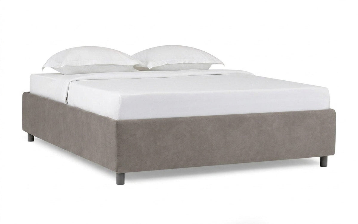 Base Dominus bed in Casanova Grey fabric, product photo on white background