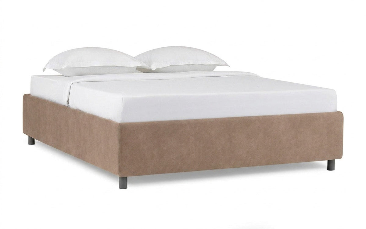 Base Dominus bed in Casanova Stone fabric, product photo on white background