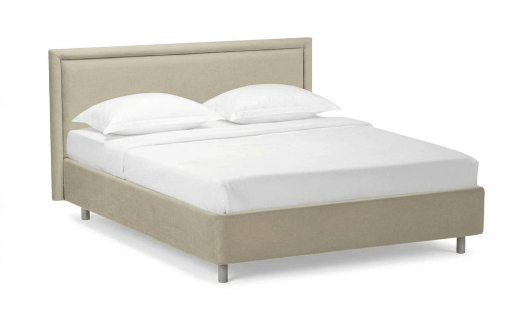 Domenico Nova bed in Sky Velvet 03 fabric, product photo on white background