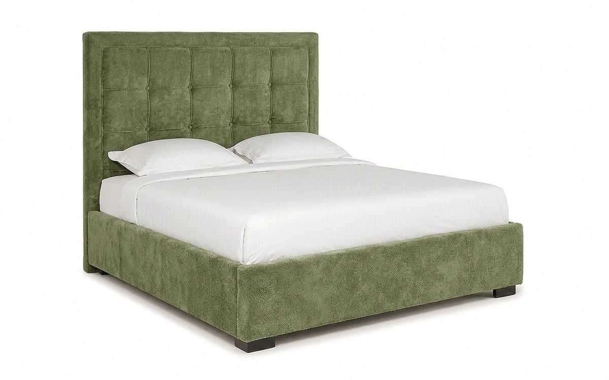 Duglas bed in Soul 618 fabric, product photo on white background