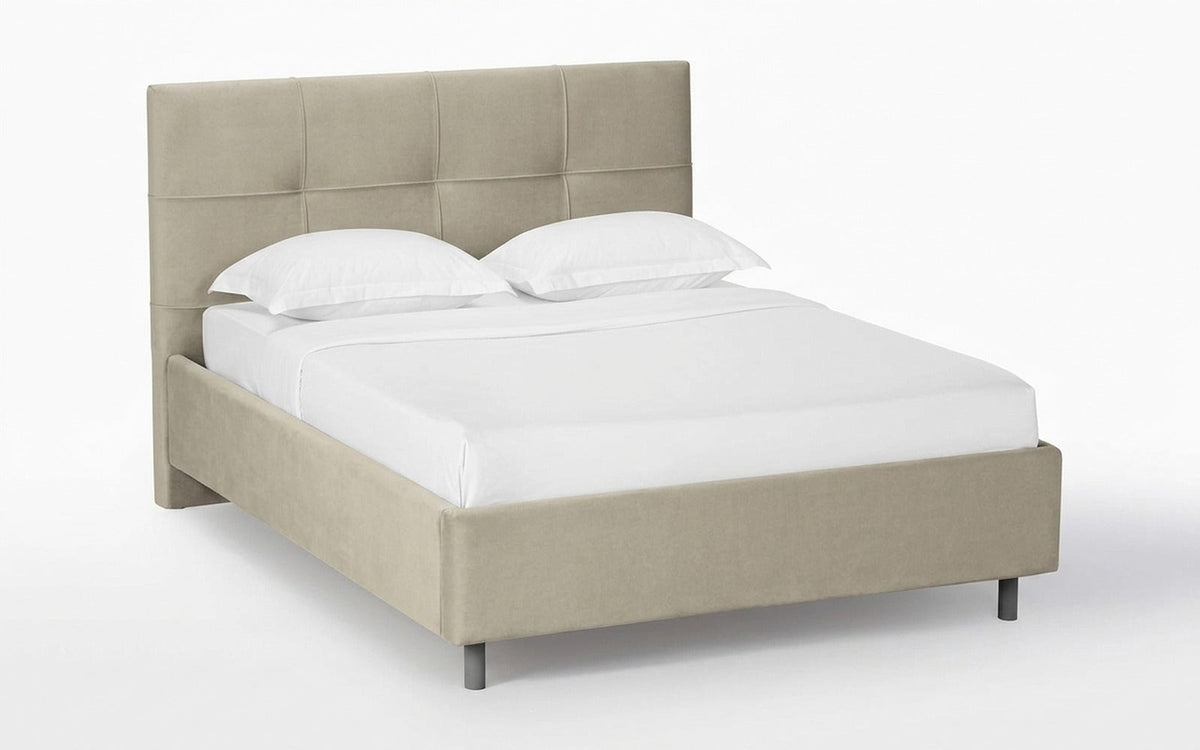 Elisa Nova bed in Sky Velvet 03 fabric, product photo on white background
