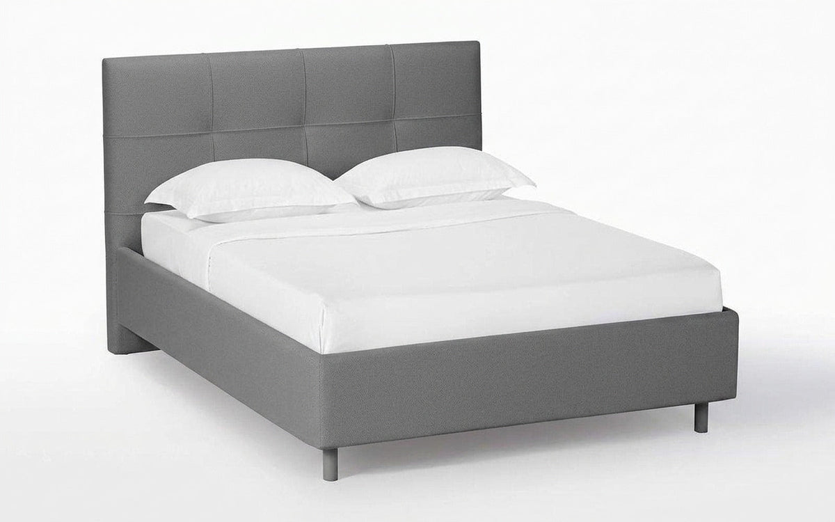 Elisa Nova bed in Sky Velvet 08 fabric, product photo on white background