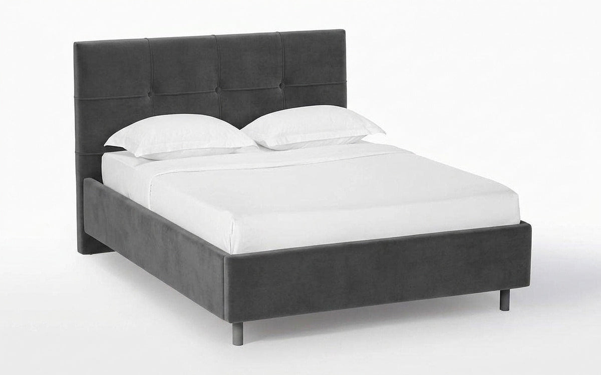 Elisa Nova bed in Sky Velvet 16 fabric, product photo on white background