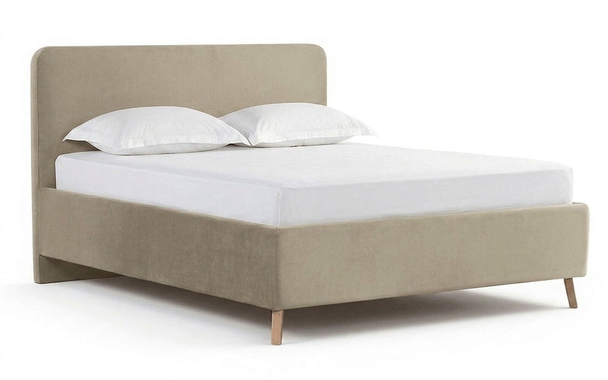 Extra Nova bed in Sky Velvet 03 fabric, product photo on white background
