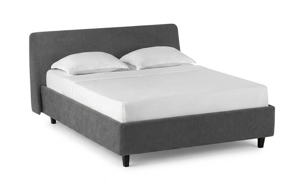 Friza Nova bed in Sky Velvet 16 fabric, product photo on white background