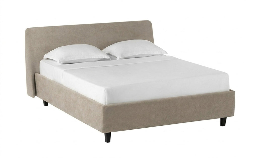 Friza Nova bed in Sky Velvet 21 fabric, product photo on white background