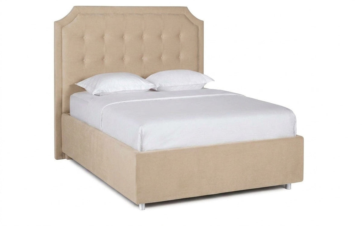 Gracia bed in Casanova Milk fabric, product photo on white background