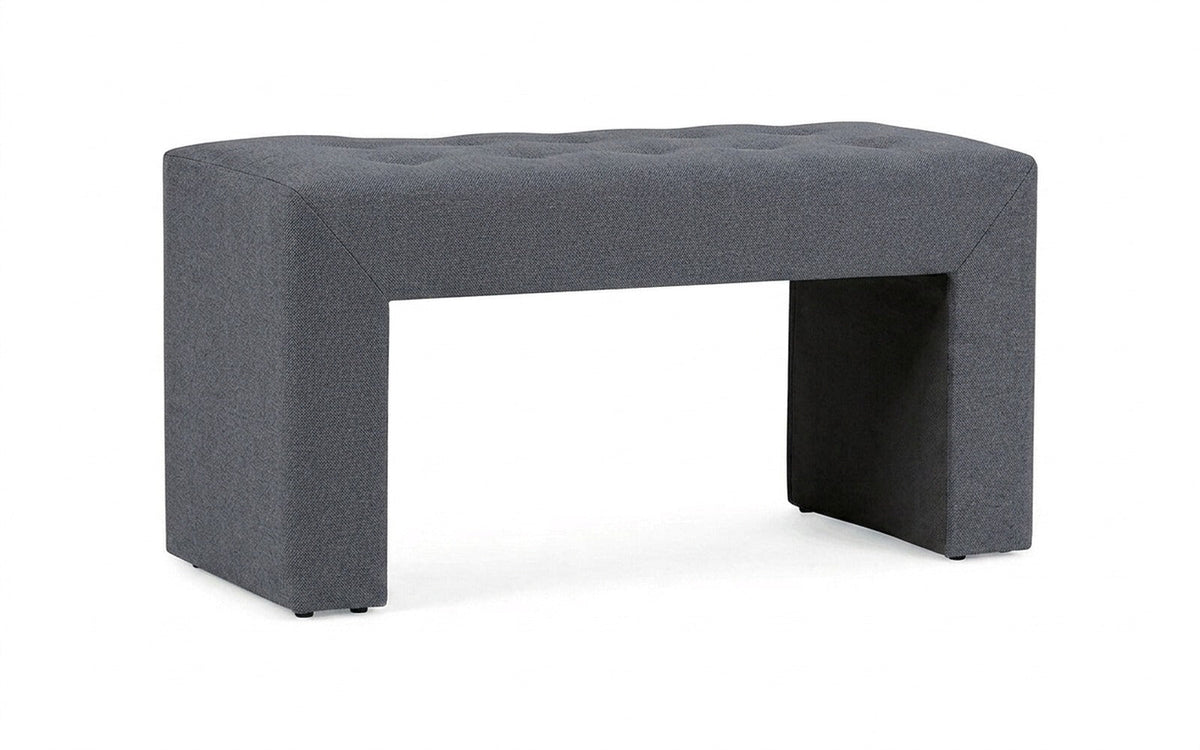 Enigma bench in Aura 15 fabric, product photo on white background