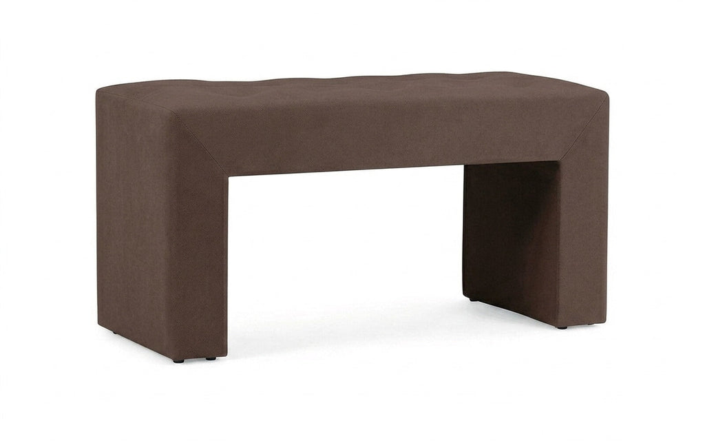 Enigma bench in Casanova Chocolate fabric, product photo on white background