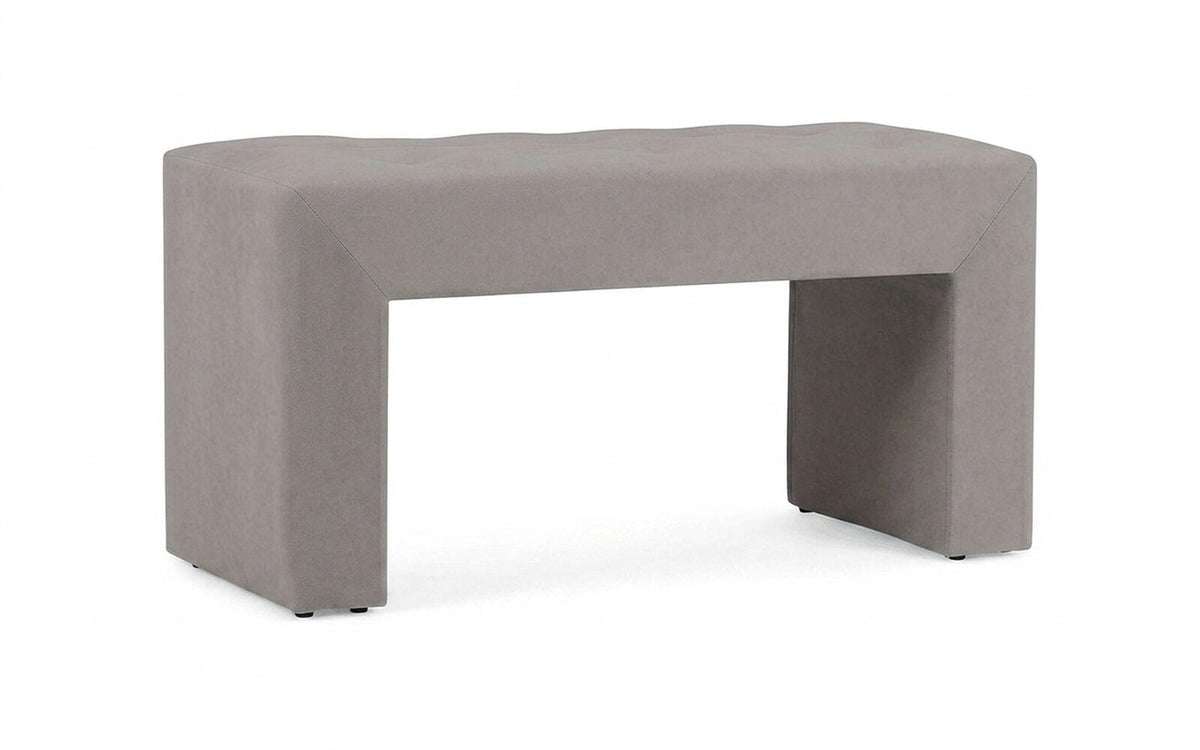 Enigma bench in Casanova Grey fabric, product photo on white background
