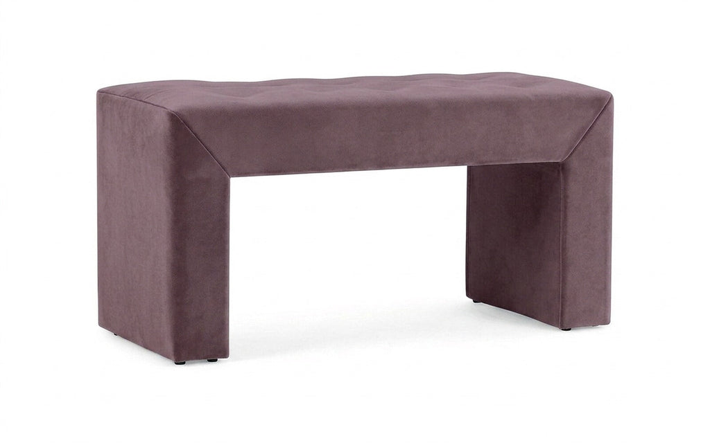 Enigma bench in Casanova Lilac fabric, product photo on white background