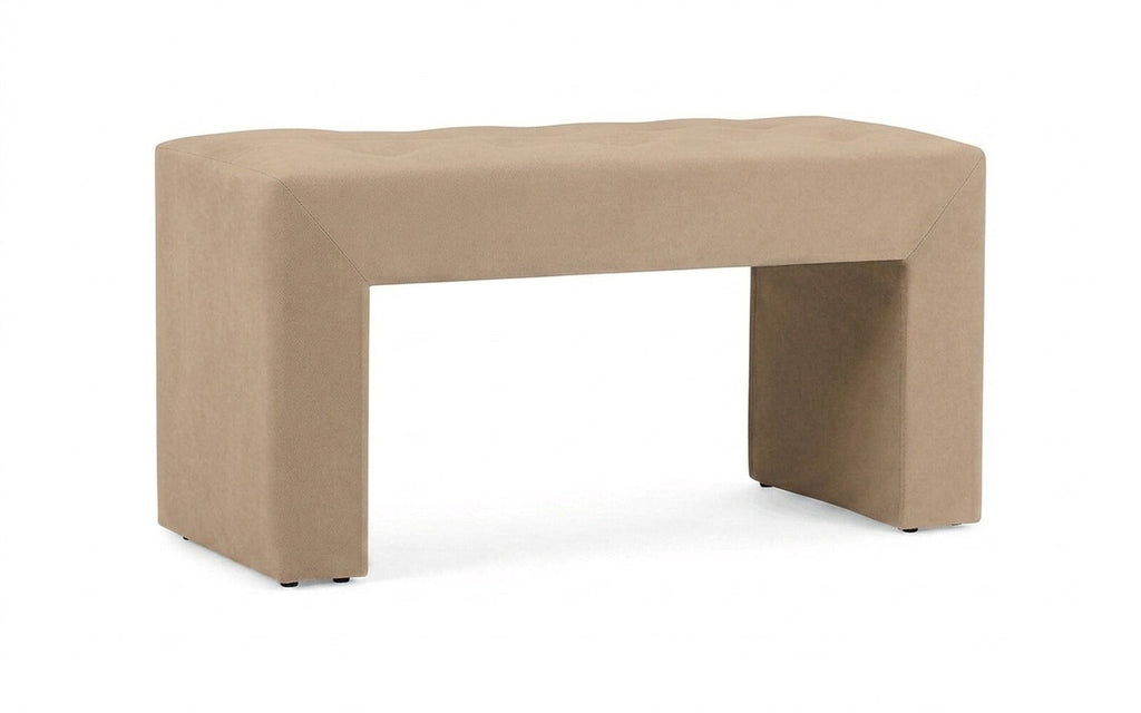 Enigma bench in Casanova Milk fabric, product photo on white background