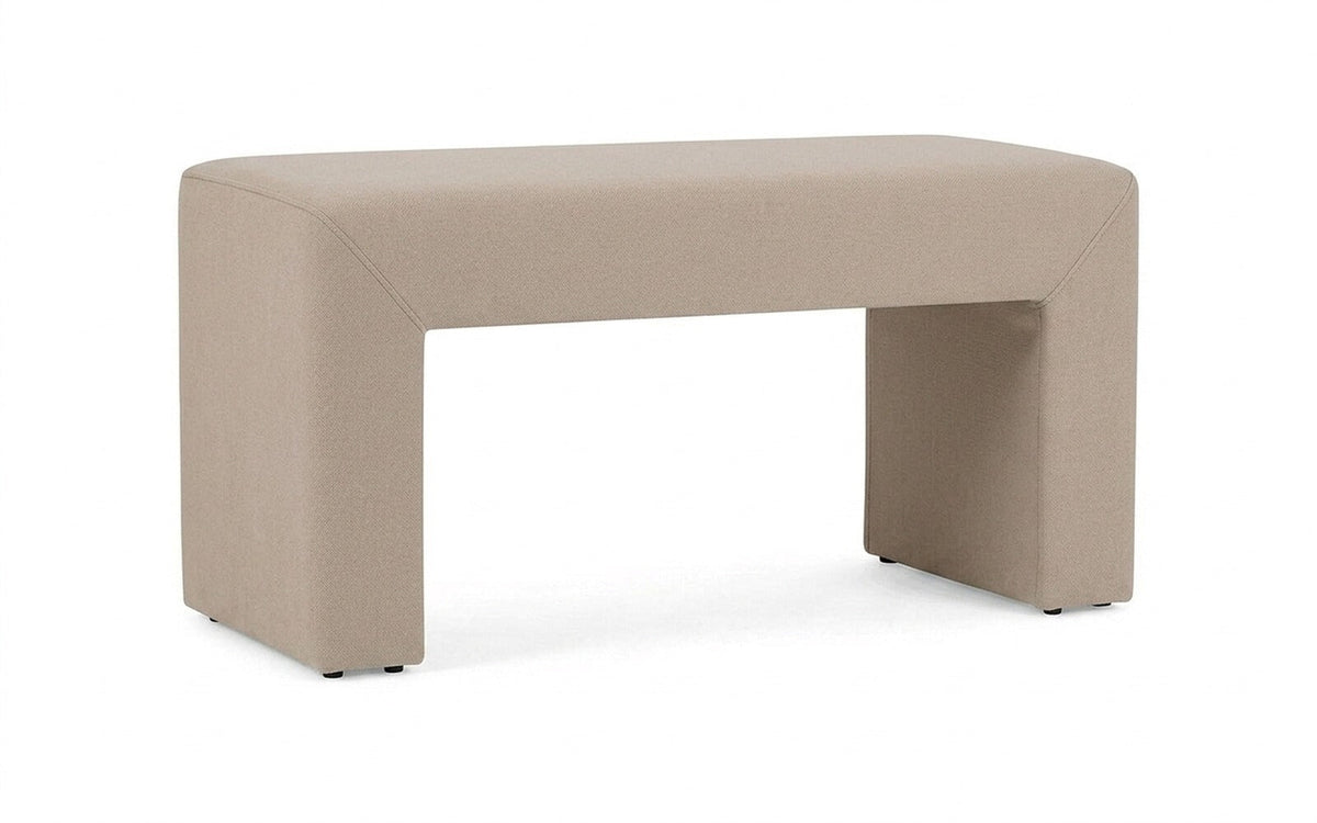 Enigma bench in Dumont 02 fabric, product photo on white background