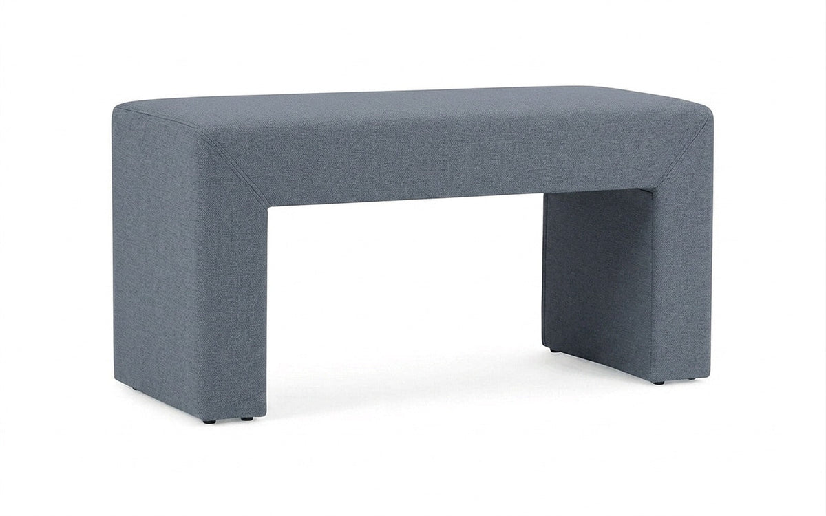 Enigma bench in Dumont 32 fabric, product photo on white background