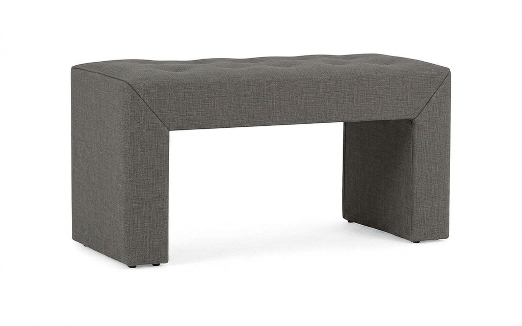 Enigma bench in Lidot Grey fabric, product photo on white background