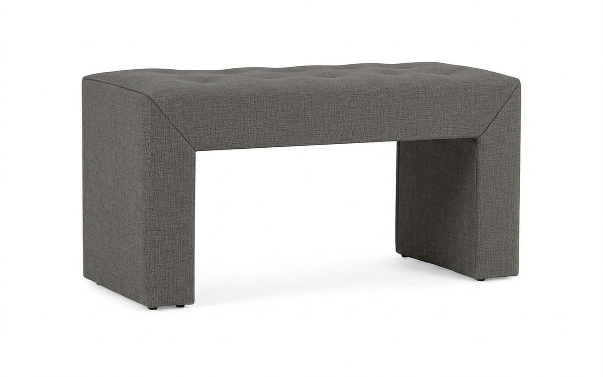 Enigma bench in Lidot Grey fabric, product photo on white background