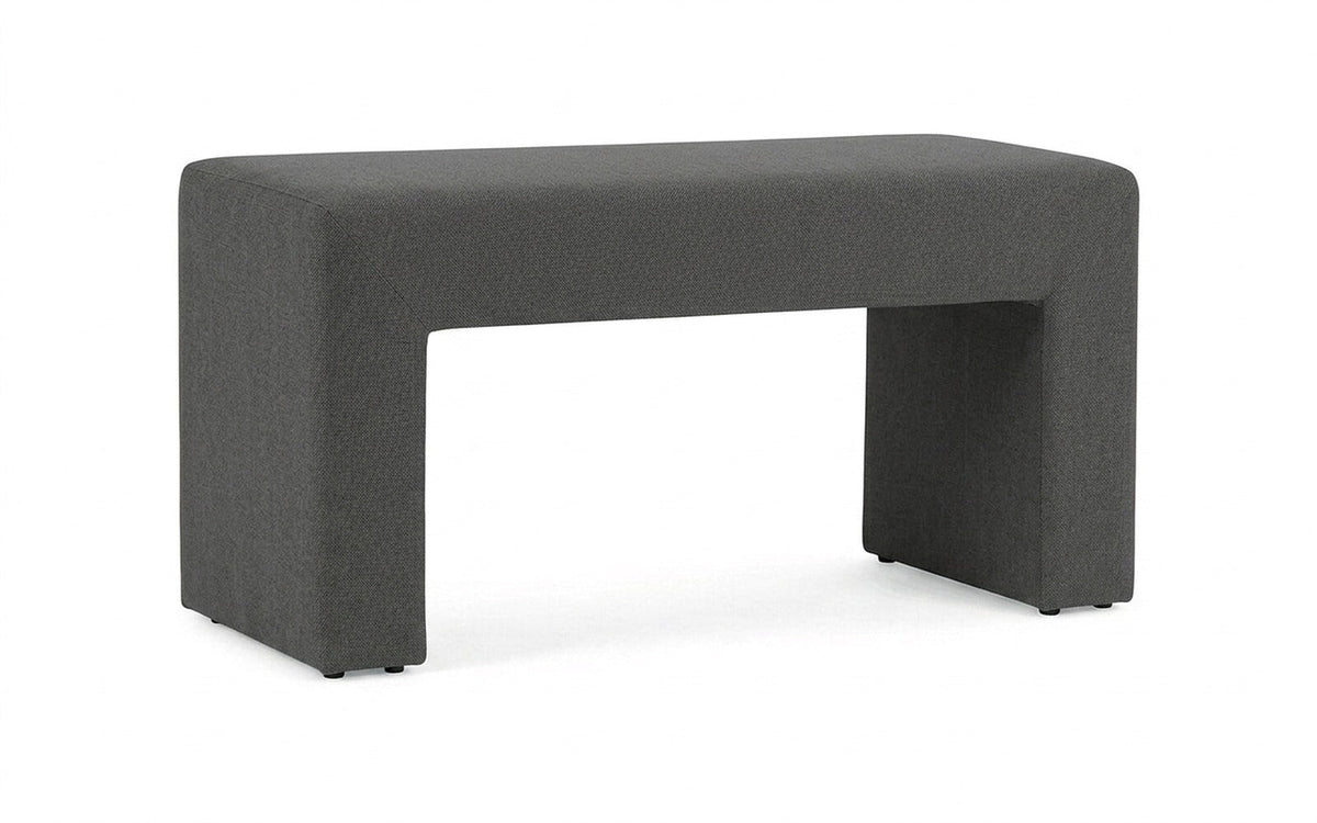 Enigma bench in Prime Dark fabric, product photo on white background