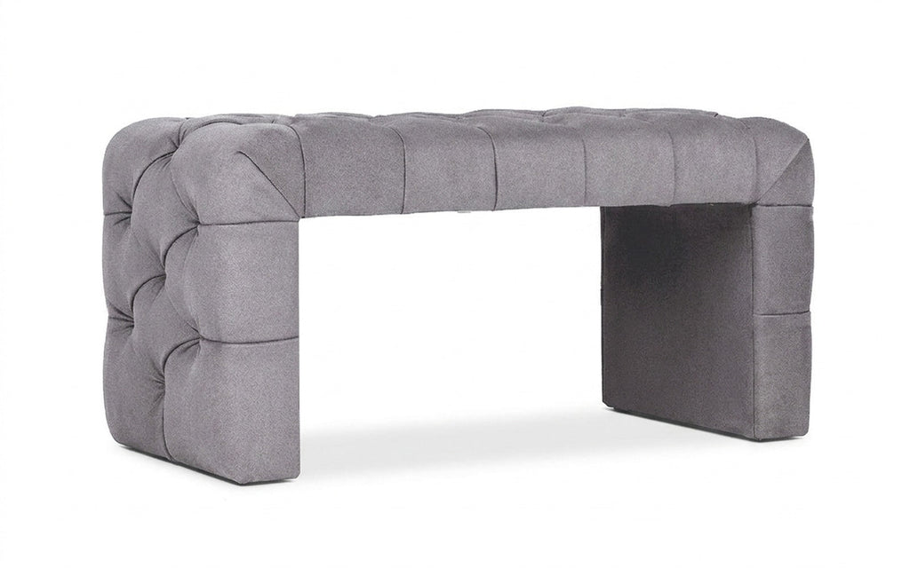 Greta bench in Aura 03 fabric, product photo on white background