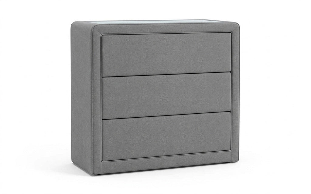 Orly dresser in Sky Velvet 08 fabric, product photo on white background