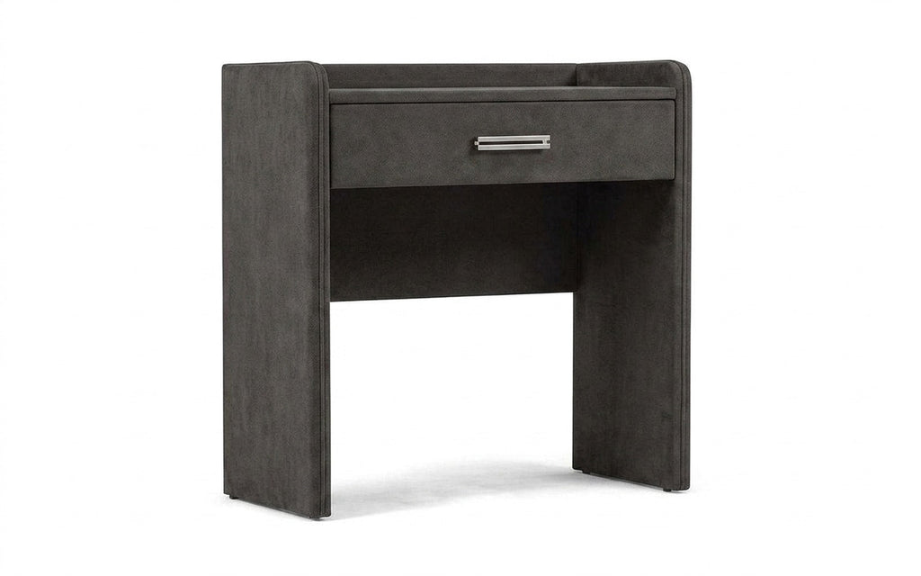 Fransis dressing table in Galaktika Grey fabric, product photo on white background
