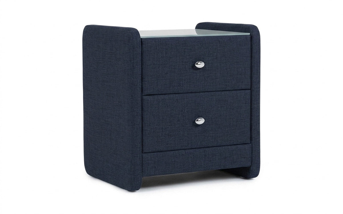 Classic 2 nightstand in Lidot Blue fabric, product photo on white background