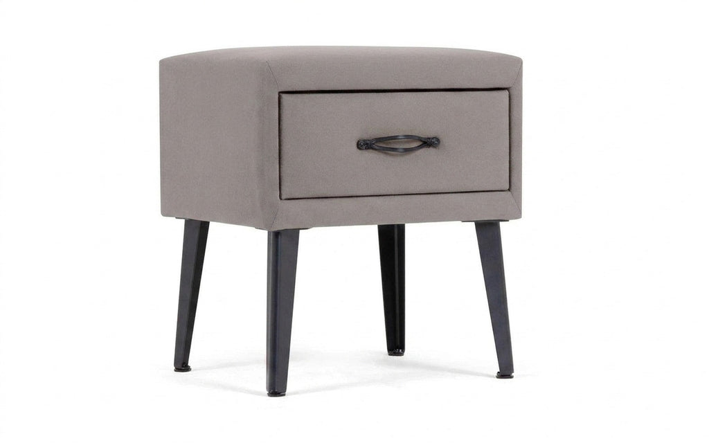 Fresca nightstand in Casanova Grey fabric, product photo on white background