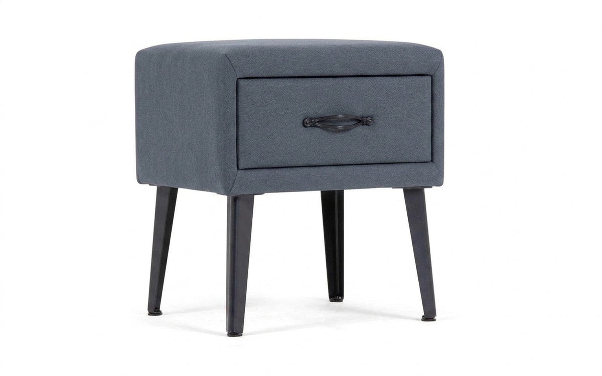 Fresca nightstand in Prime Blue fabric, product photo on white background