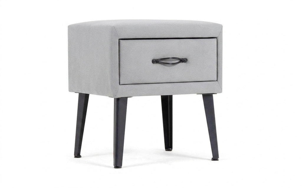 Fresca nightstand in Prime Grey fabric, product photo on white background