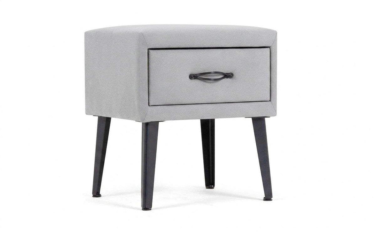 Fresca nightstand in Prime Grey fabric, product photo on white background