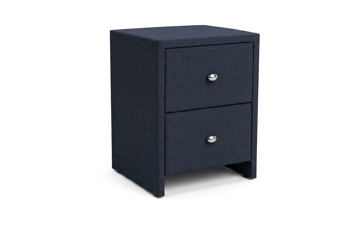 Hanna nightstand in Lidot Blue fabric, product photo on white background