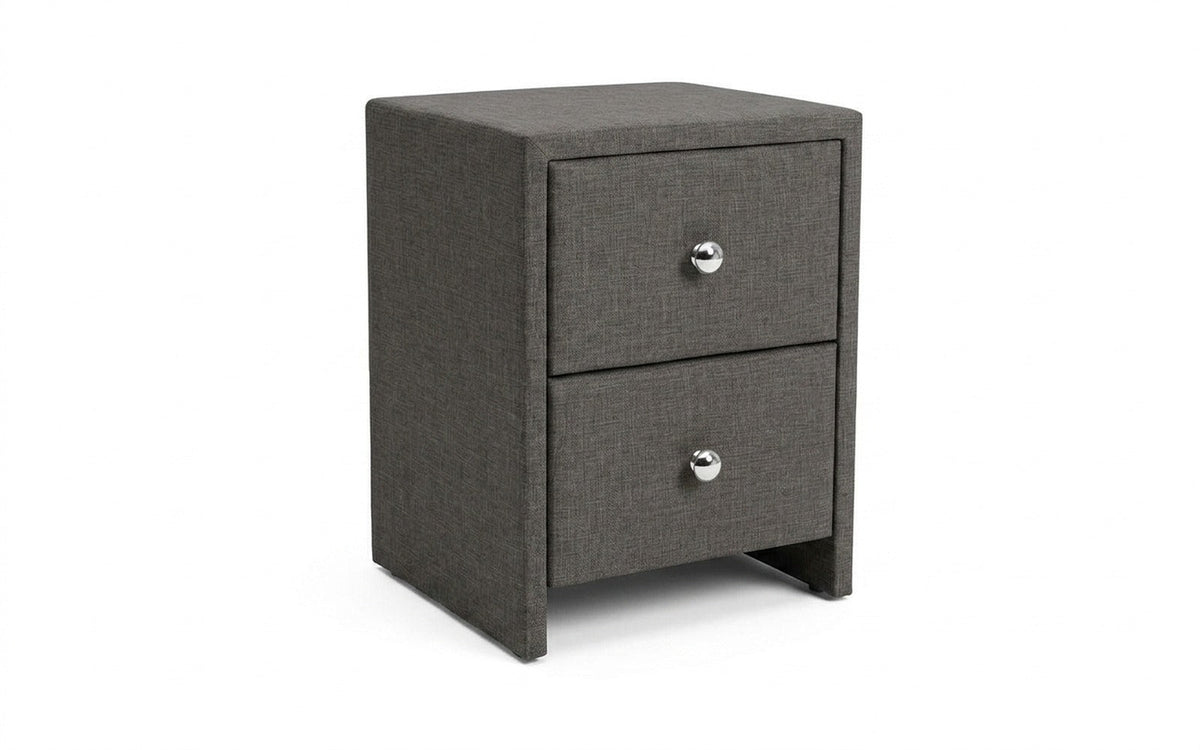 Hanna nightstand in Lidot Grey fabric, product photo on white background