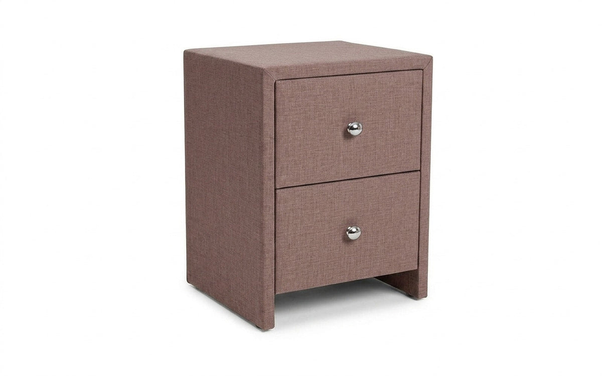 Hanna nightstand in Lidot Lilac fabric, product photo on white background