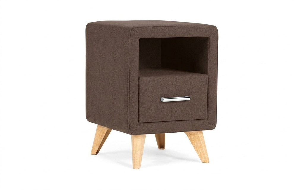 Leda nightstand in Casanova Chocolate fabric, product photo on white background