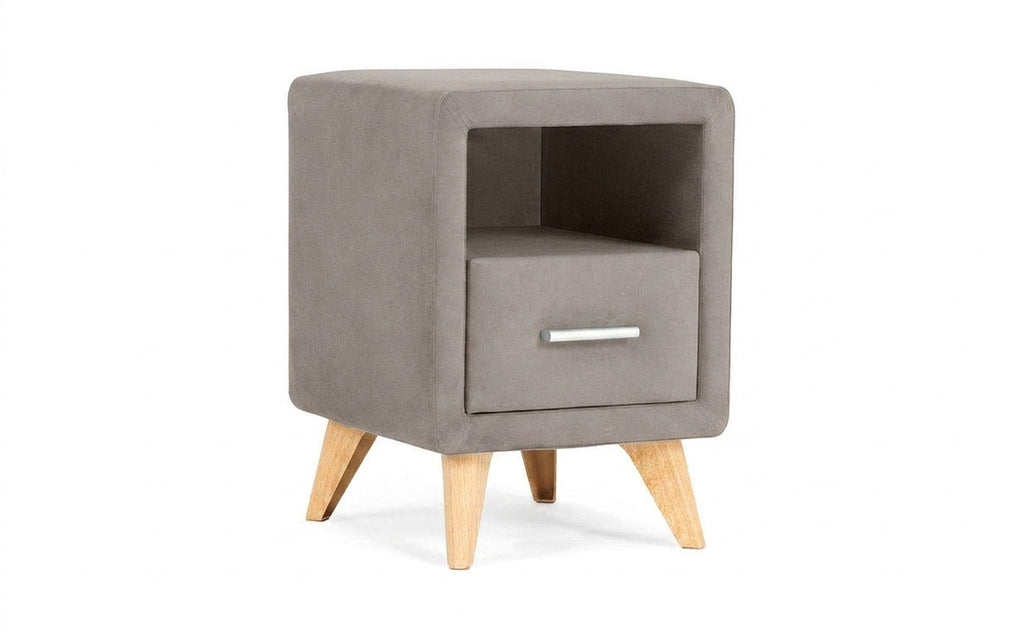 Leda nightstand in Casanova Grey fabric, product photo on white background