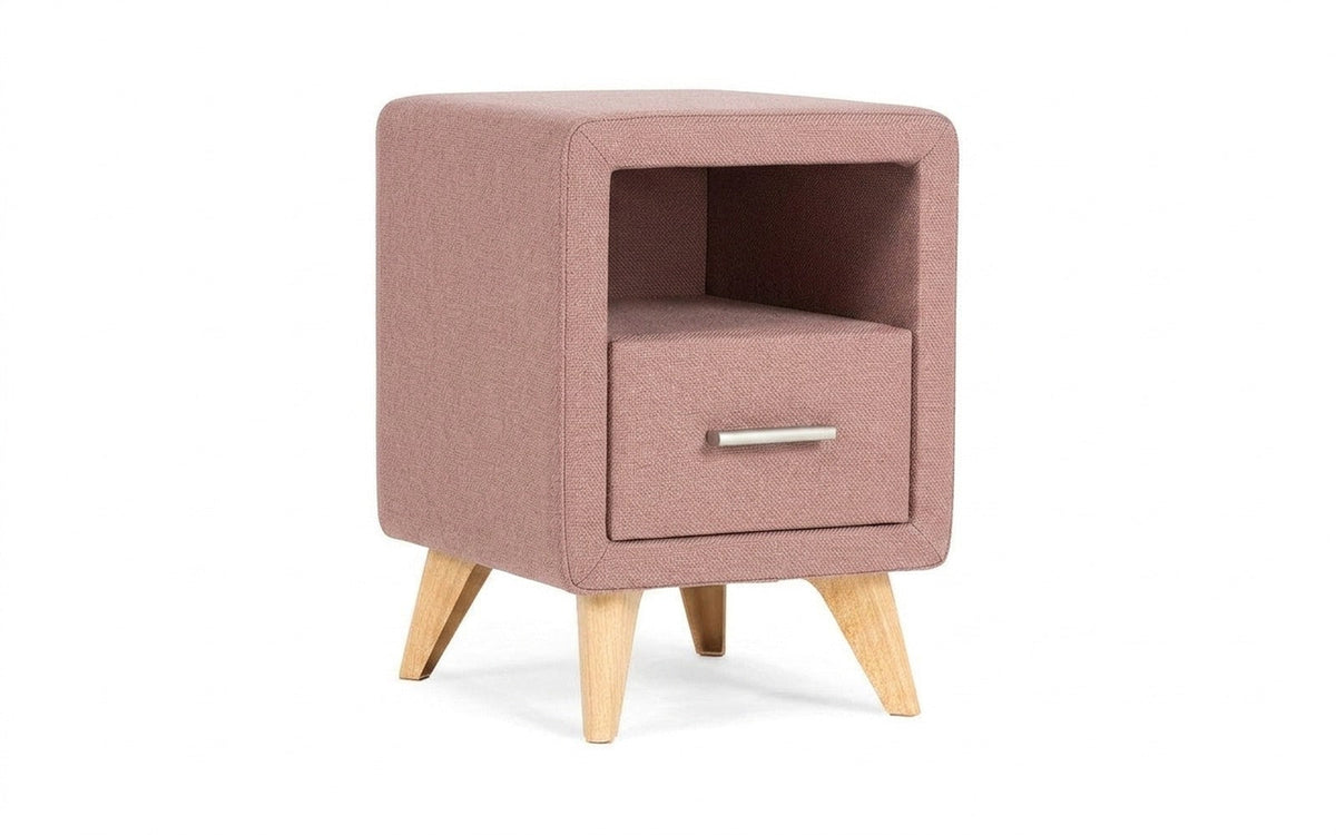 Leda nightstand in Casanova Pudra fabric, product photo on white background
