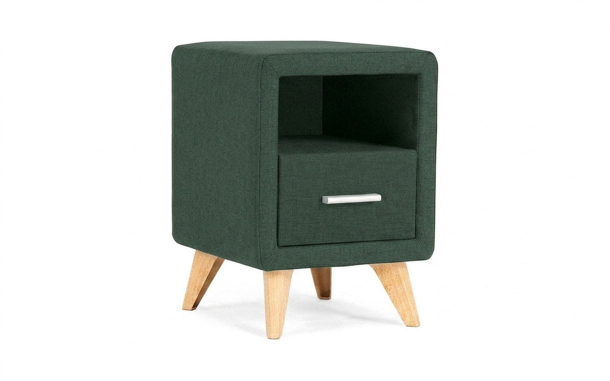 Leda nightstand in Lidot Green fabric, product photo on white background