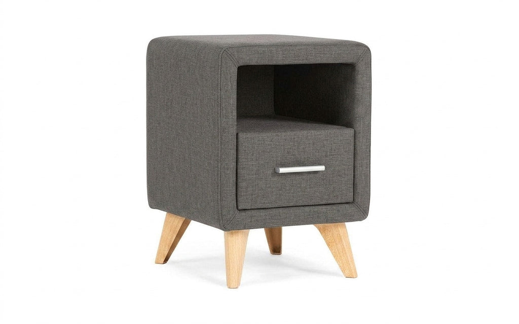 Leda nightstand in Lidot Grey fabric, product photo on white background
