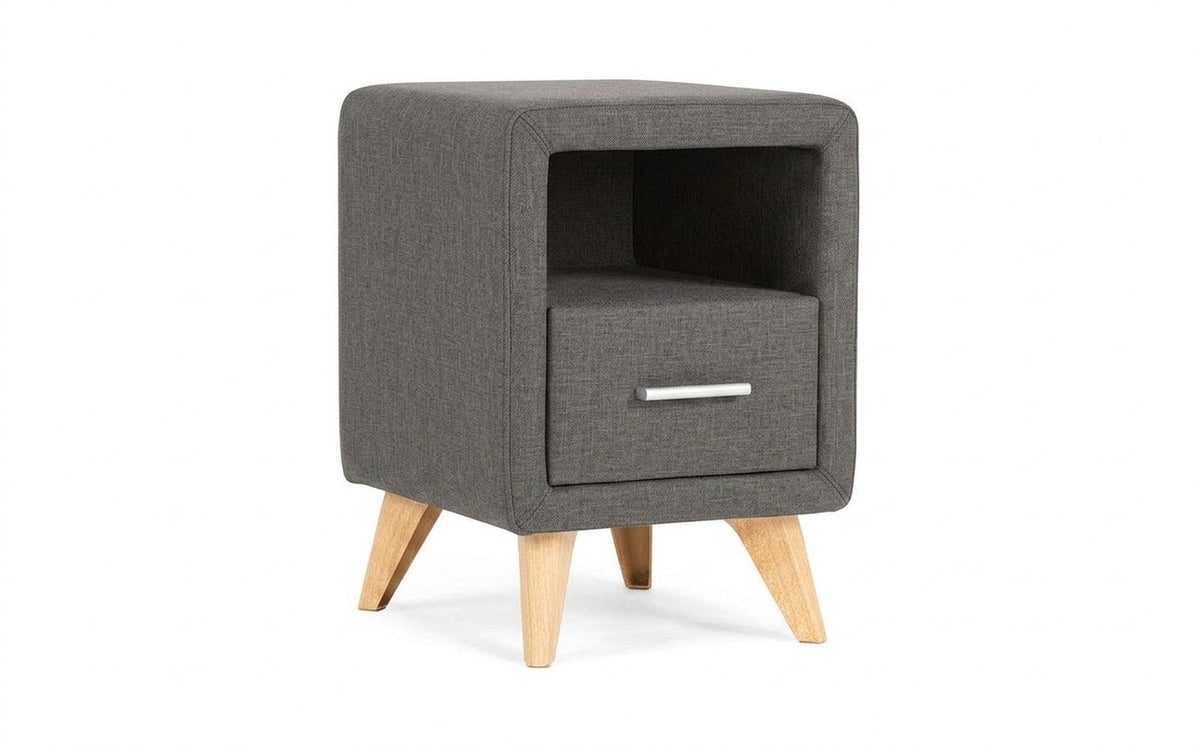 Leda nightstand in Lidot Grey fabric, product photo on white background