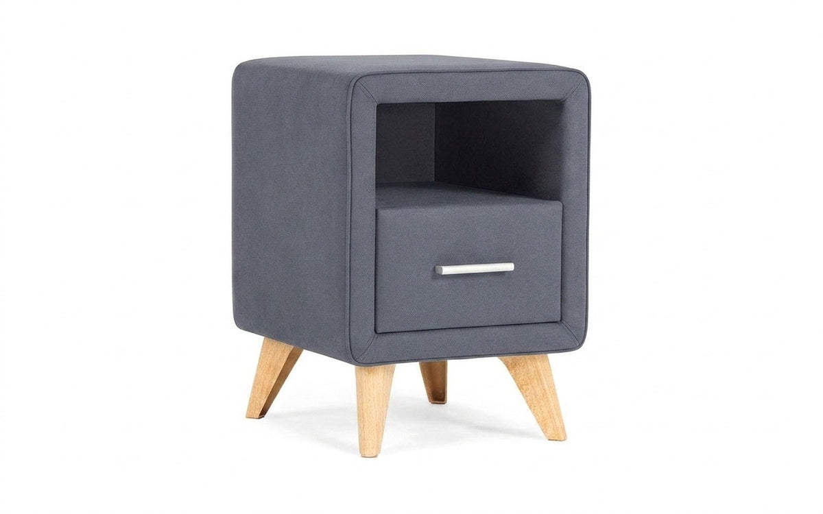 Leda nightstand in Velutto 32 fabric, product photo on white background