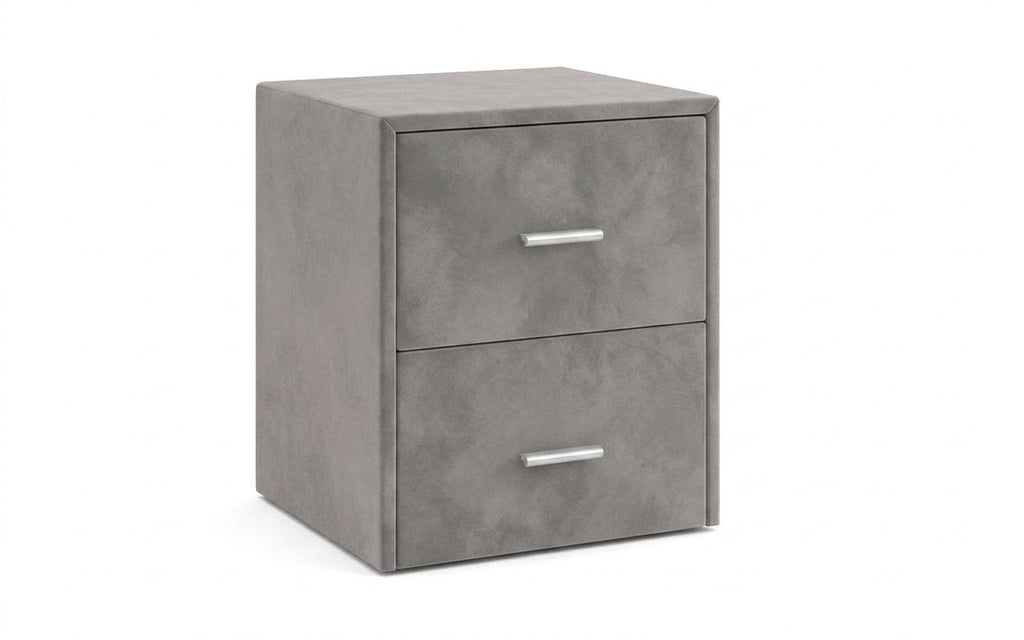 Magda nightstand in Casanova Grey fabric, product photo on white background