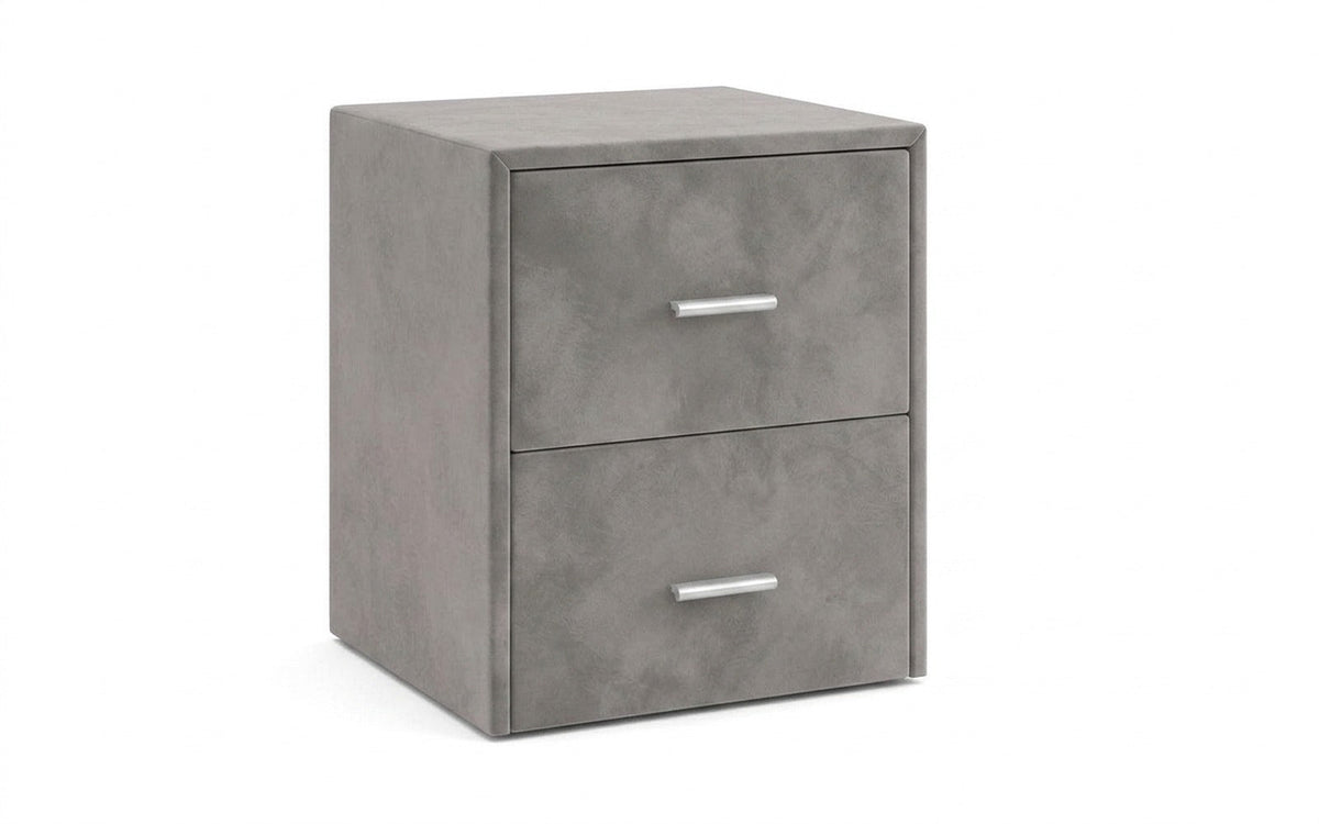 Magda nightstand in Casanova Grey fabric, product photo on white background