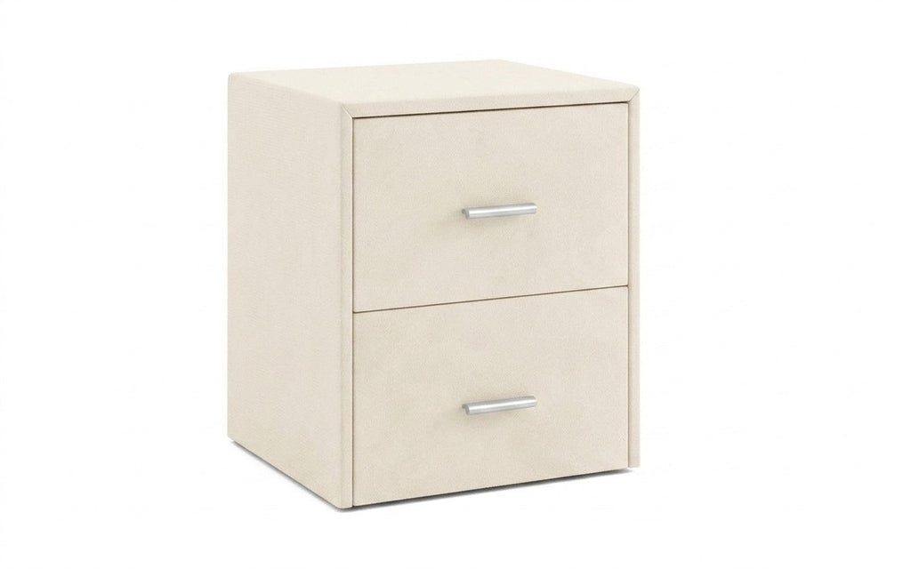Magda nightstand in Prime White fabric, product photo on white background