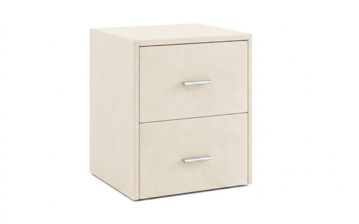 Magda nightstand in Prime White fabric, product photo on white background