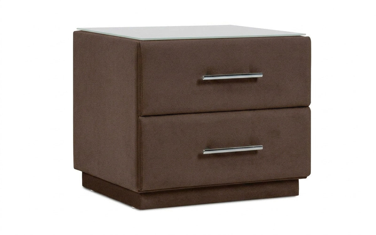 Marco nightstand in Casanova Chocolate fabric, product photo on white background