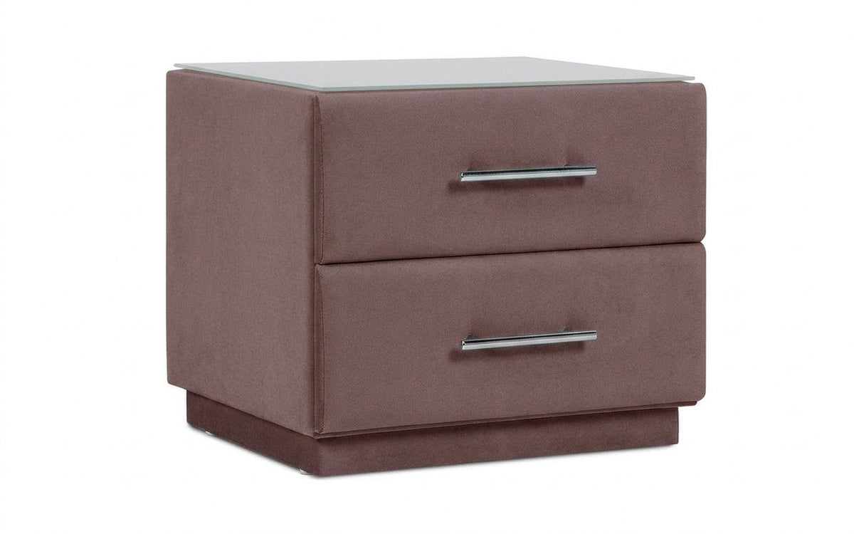 Marco nightstand in Casanova Lilac fabric, product photo on white background