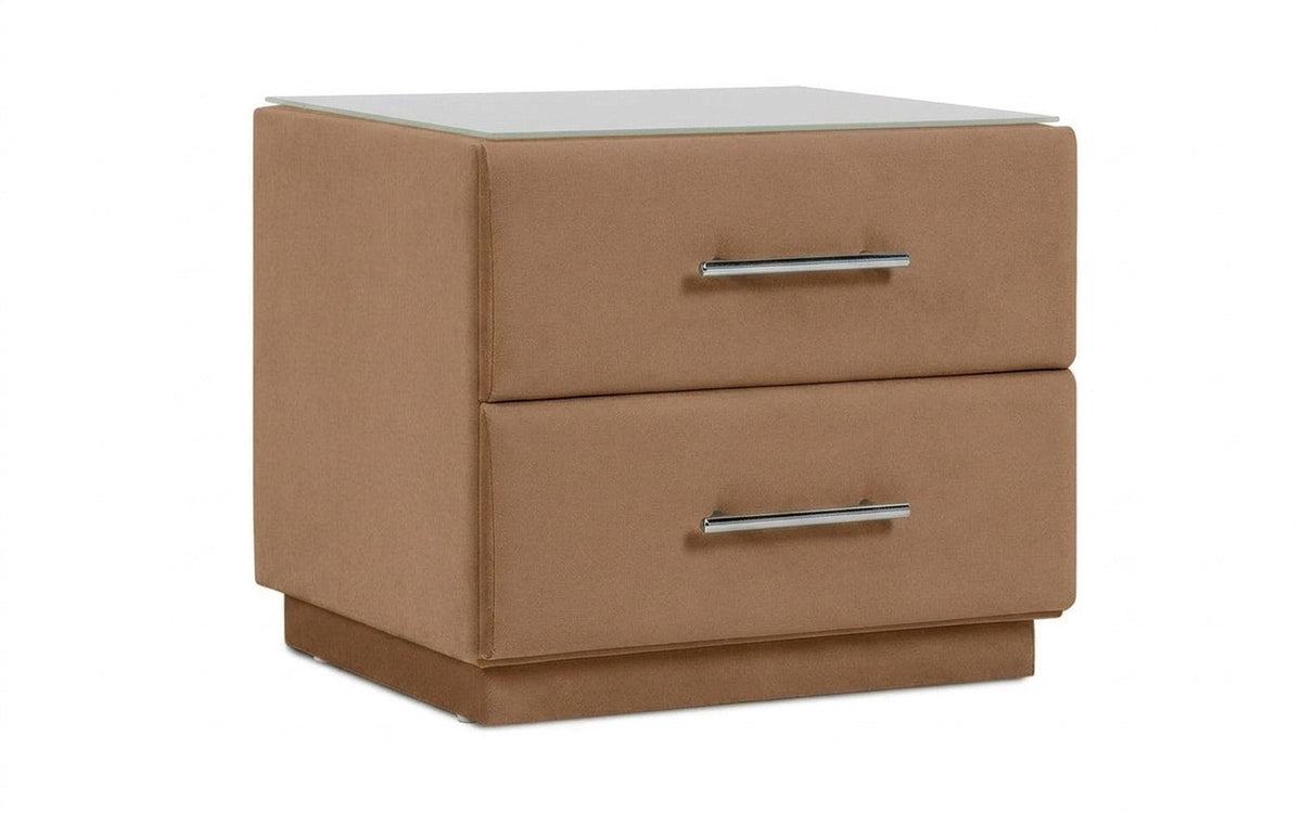 Marco nightstand in Casanova Stone fabric, product photo on white background