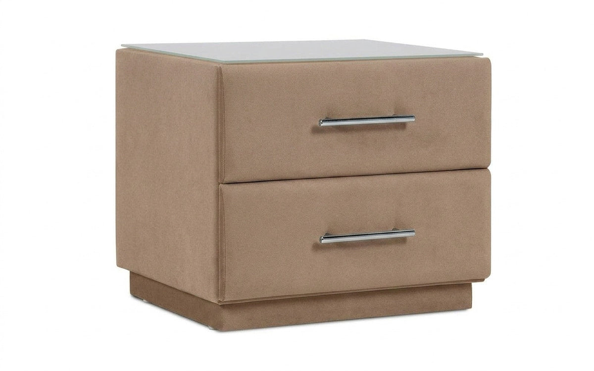 Marco nightstand in Galaktika Beige fabric, product photo on white background