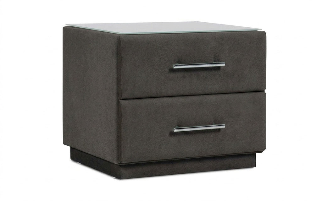 Marco nightstand in Galaktika Grey fabric, product photo on white background