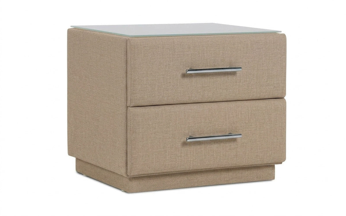 Marco nightstand in Lidot Beige fabric, product photo on white background